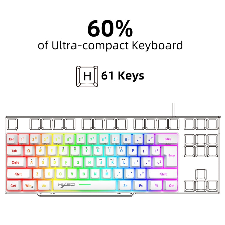 Rynx | HXSJ V700 61 Keys RGB Lighting Gaming Wired Keyboard (White)