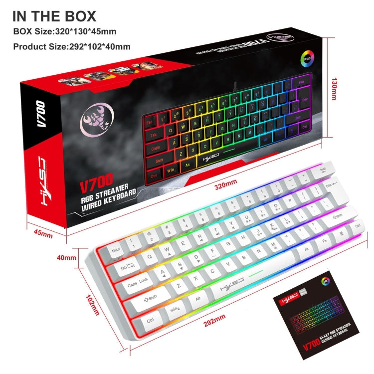Rynx | HXSJ V700 61 Keys RGB Lighting Gaming Wired Keyboard (White)