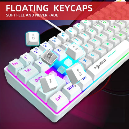Rynx | HXSJ V700 61 Keys RGB Lighting Gaming Wired Keyboard (White)