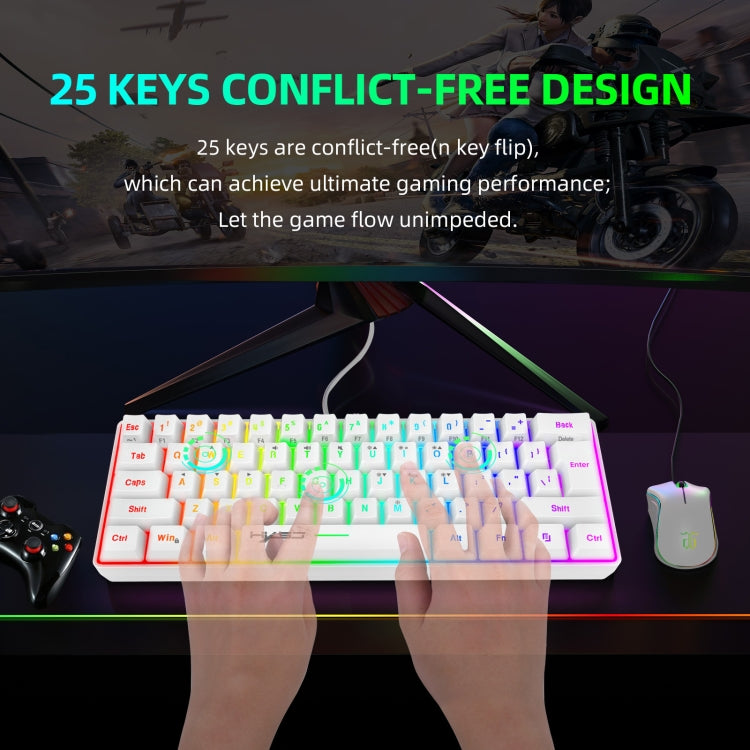 Rynx | HXSJ V700 61 Keys RGB Lighting Gaming Wired Keyboard (White)