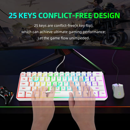 Rynx | HXSJ V700 61 Keys RGB Lighting Gaming Wired Keyboard (White)