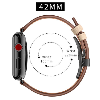 Rynx | Genuine Leather + Butterfly Black Buckle Watch Band for Apple Watch Series 7 45mm / 6 & SE & 5 & 4 44mm / 3 & 2 & 1 42mm (Apricot)