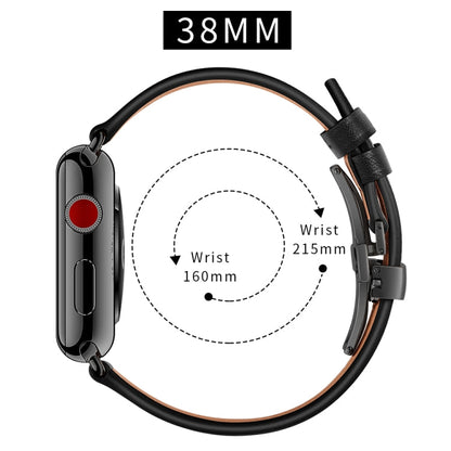 Rynx | Genuine Leather + Butterfly Black Buckle Watch Strap for Apple Watch Series 9&8&7 41mm / SE 3&SE 2&6&SE&5&4 40mm / 3&2&1 38mm (Black)