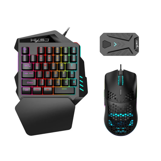Rynx | HXSJ V100+J900+P8 One-Hand Keyboard + Programmable Gaming Mouse + Keyboard-Mouse Converter Set
