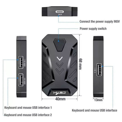 Rynx | HXSJ V100+J900+P8 One-Hand Keyboard + Programmable Gaming Mouse + Keyboard-Mouse Converter Set