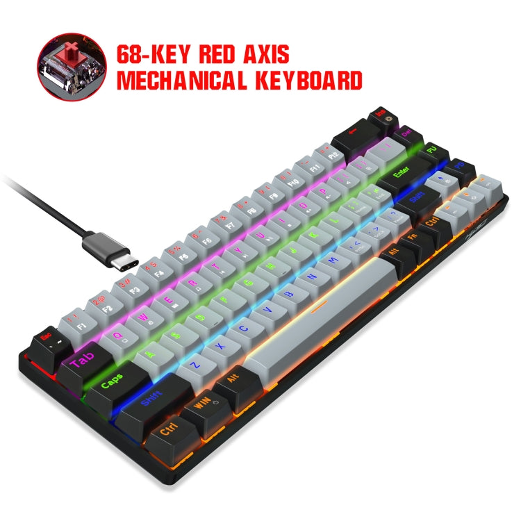 Rynx | HXSJ V800 68 Keys Type-C Wired Cool Backlight Mechanical Keyboard (Red Switch)