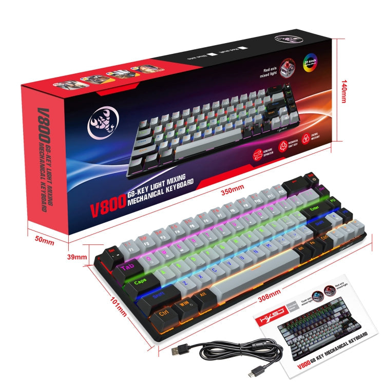 Rynx | HXSJ V800 68 Keys Type-C Wired Cool Backlight Mechanical Keyboard (Red Switch)