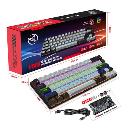 Rynx | HXSJ V800 68 Keys Type-C Wired Cool Backlight Mechanical Keyboard (Red Switch)