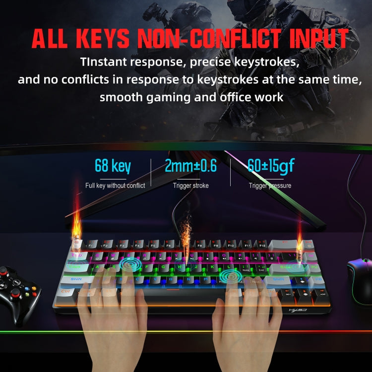 Rynx | HXSJ V800 68 Keys Type-C Wired Cool Backlight Mechanical Keyboard (Red Switch)