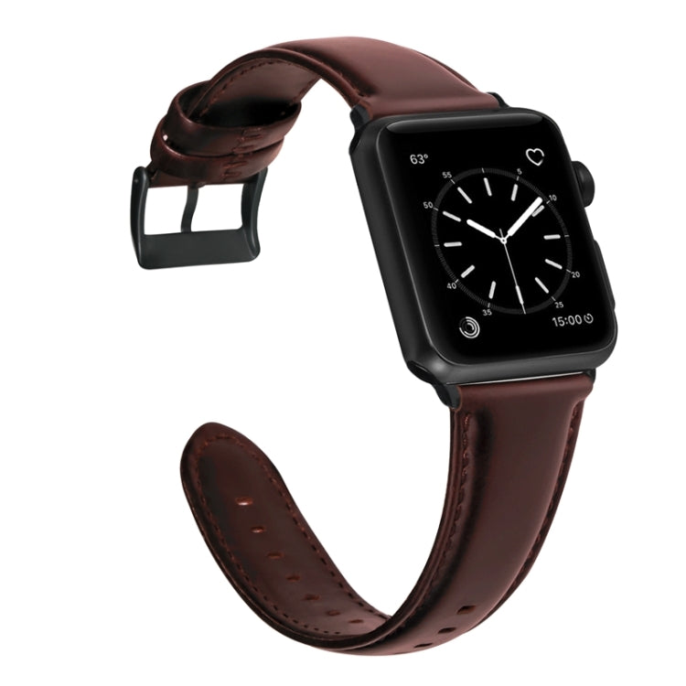 Rynx | For Apple Watch Ultra 49mm & Watch Ultra 2 49mm / Series 9 & 8 & 7 45mm / SE 3 & SE 2 & 6 & SE & 5 & 4 44mm / 3 & 2 & 1 42mm Oil Wax Genuine Leather Bracelet Watch band (Red Brown)