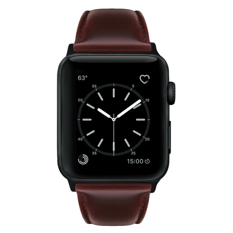 Rynx | For Apple Watch Ultra 49mm & Watch Ultra 2 49mm / Series 9 & 8 & 7 45mm / SE 3 & SE 2 & 6 & SE & 5 & 4 44mm / 3 & 2 & 1 42mm Oil Wax Genuine Leather Bracelet Watch band (Red Brown)