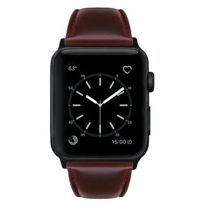 Rynx | For Apple Watch Ultra 49mm & Watch Ultra 2 49mm / Series 9 & 8 & 7 45mm / SE 3 & SE 2 & 6 & SE & 5 & 4 44mm / 3 & 2 & 1 42mm Oil Wax Genuine Leather Bracelet Watch band (Red Brown)