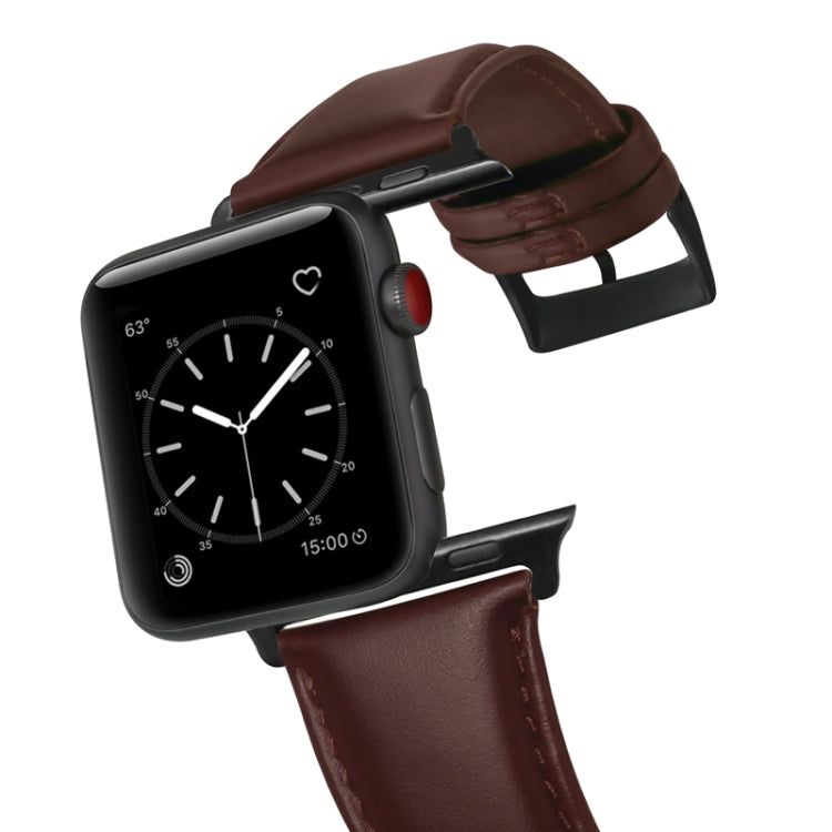 Rynx | For Apple Watch Ultra 49mm & Watch Ultra 2 49mm / Series 9 & 8 & 7 45mm / SE 3 & SE 2 & 6 & SE & 5 & 4 44mm / 3 & 2 & 1 42mm Oil Wax Genuine Leather Bracelet Watch band (Red Brown)