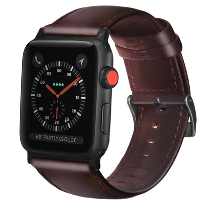 Rynx | For Apple Watch Ultra 49mm & Watch Ultra 2 49mm / Series 9 & 8 & 7 45mm / SE 3 & SE 2 & 6 & SE & 5 & 4 44mm / 3 & 2 & 1 42mm Oil Wax Genuine Leather Bracelet Watch band (Red Brown)