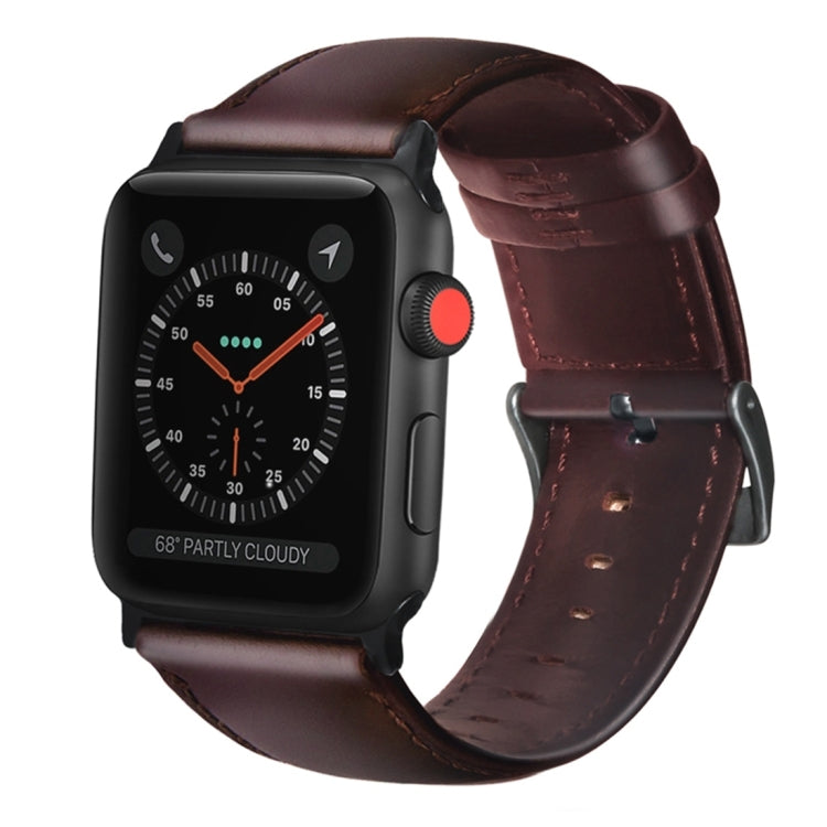 Rynx | For Apple Watch Ultra 49mm & Watch Ultra 2 49mm / Series 9 & 8 & 7 45mm / SE 3 & SE 2 & 6 & SE & 5 & 4 44mm / 3 & 2 & 1 42mm Oil Wax Genuine Leather Bracelet Watch band (Red Brown)