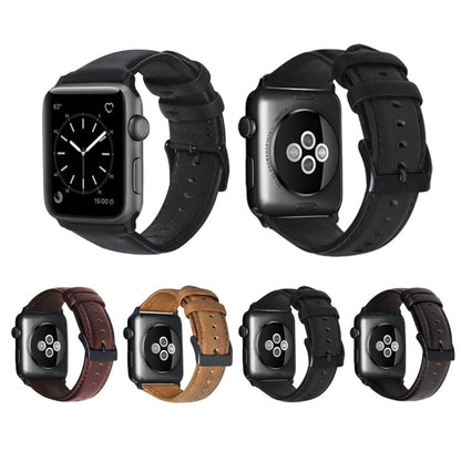 Rynx | For Apple Watch Ultra 49mm & Watch Ultra 2 49mm / Series 9 & 8 & 7 45mm / SE 3 & SE 2 & 6 & SE & 5 & 4 44mm / 3 & 2 & 1 42mm Oil Wax Genuine Leather Bracelet Watch band (Red Brown)