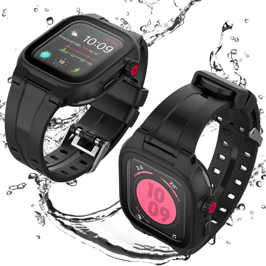 Rynx | For Apple Watch Series SE 2&6&SE&5&4 44mm RedPepper IP68 waterproof screen protector + band + case (Black)