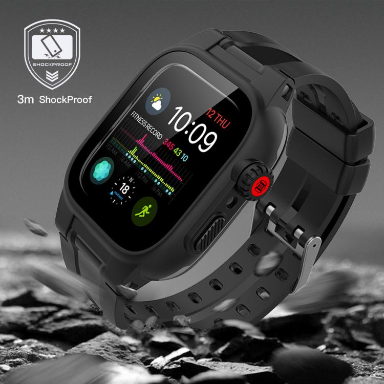 Rynx | For Apple Watch Series SE 2&6&SE&5&4 44mm RedPepper IP68 waterproof screen protector + band + case (Black)