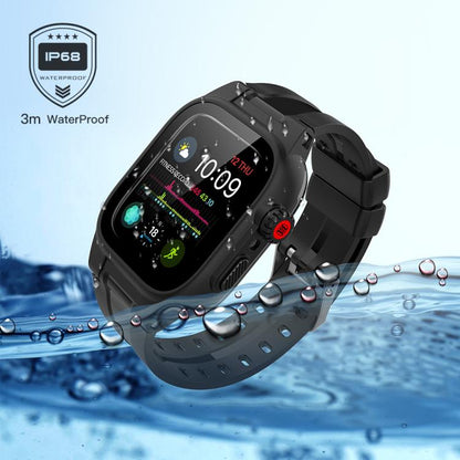 Rynx | For Apple Watch Series SE 2&6&SE&5&4 44mm RedPepper IP68 waterproof screen protector + band + case (Black)
