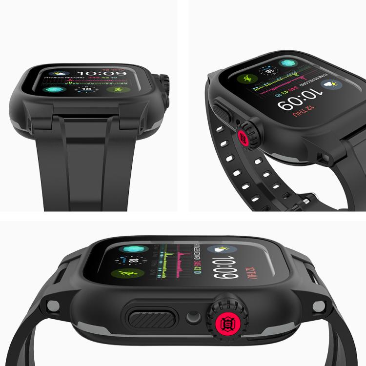 Rynx | For Apple Watch Series SE 2&6&SE&5&4 44mm RedPepper IP68 waterproof screen protector + band + case (Black)