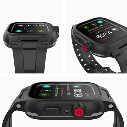 Rynx | For Apple Watch Series SE 2&6&SE&5&4 44mm RedPepper IP68 waterproof screen protector + band + case (Black)