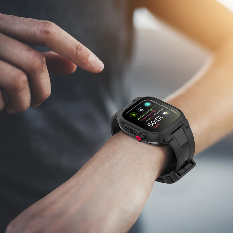 Rynx | For Apple Watch Series SE 2&6&SE&5&4 44mm RedPepper IP68 waterproof screen protector + band + case (Black)