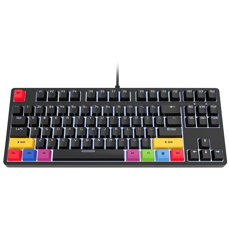 Rynx | HXSJ L600 87 Keys USB-C / Type-C Wired Red Switch Mechanical Keyboard with Cool Backlight (Black)