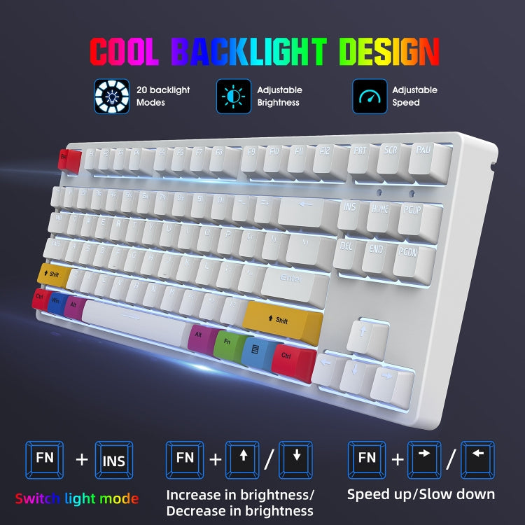 Rynx | HXSJ L600 87 Keys USB-C / Type-C Wired Red Switch Mechanical Keyboard with Cool Backlight (Black)