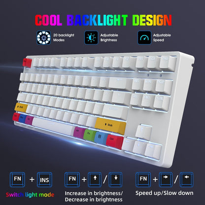 Rynx | HXSJ L600 87 Keys USB-C / Type-C Wired Red Switch Mechanical Keyboard with Cool Backlight (Black)