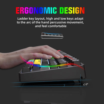 Rynx | HXSJ L600 87 Keys USB-C / Type-C Wired Red Switch Mechanical Keyboard with Cool Backlight (Black)