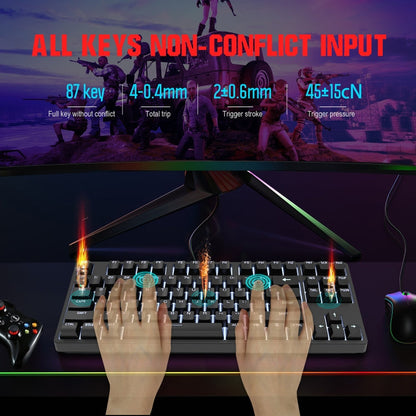 Rynx | HXSJ L600 87 Keys USB-C / Type-C Wired Red Switch Mechanical Keyboard with Cool Backlight (Black)