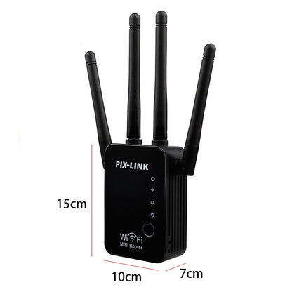 Rynx | Wireless Smart WiFi Router Repeater with 4 WiFi Antennas, Plug Specification: EU Plug (Black)