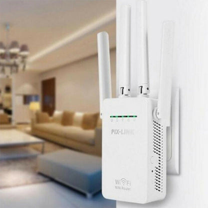 Rynx | Wireless Smart WiFi Router Repeater with 4 WiFi Antennas, Plug Specification: EU Plug (Black)