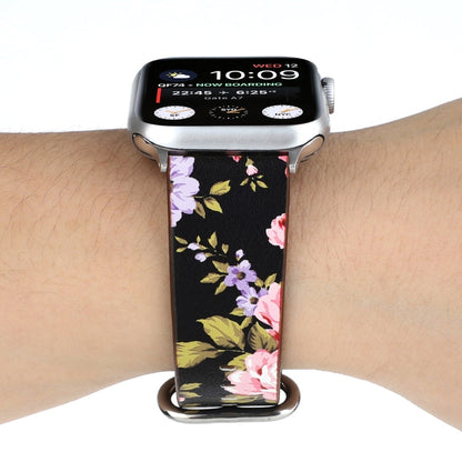 Rynx | For Apple Watch Series 7 45mm / 6 & SE & 5 & 4 44mm / 3 & 2 & 1 42mm Floral Strap Watch Band (Black Pink)