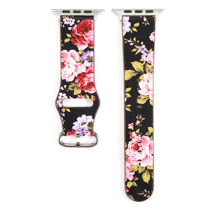 Rynx | For Apple Watch Series 7 45mm / 6 & SE & 5 & 4 44mm / 3 & 2 & 1 42mm Floral Strap Watch Band (Black Pink)
