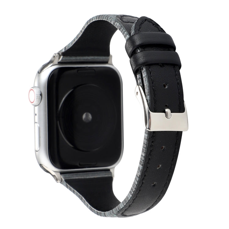 Rynx | For Apple Watch Ultra 49mm & Watch Ultra 2 49mm / Series 9 & 8 & 7 45mm / SE 3 & SE 2 & 6 & SE & 5 & 4 44mm / 3 & 2 & 1 42mm Stitching Real Leather Bracelet Bracelet (Black)