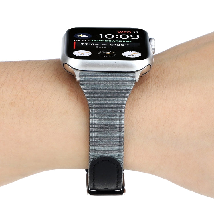 Rynx | For Apple Watch Ultra 49mm & Watch Ultra 2 49mm / Series 9 & 8 & 7 45mm / SE 3 & SE 2 & 6 & SE & 5 & 4 44mm / 3 & 2 & 1 42mm Stitching Real Leather Bracelet Bracelet (Black)