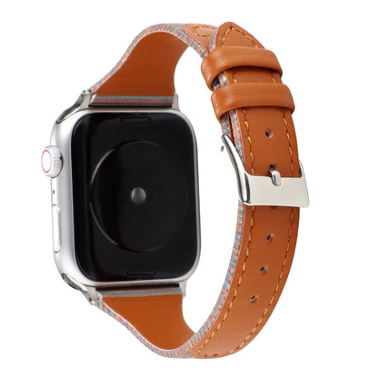 Rynx | For Apple Watch Ultra 49 mm & Watch Ultra 2 49 mm / Series 9 & 8 & 7 45 mm / SE 3 & SE 2 & 6 & SE & 5 & 4 44 mm / 3 & 2 & 1 42 mm Sewing Strip Genuine Leather Wristwatch Band (Brown)