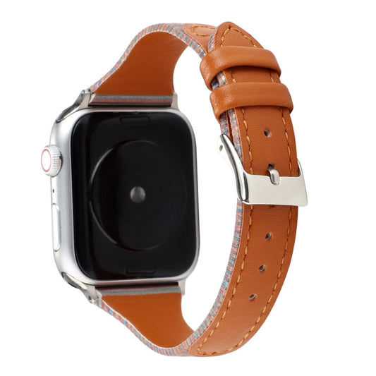 Rynx | For Apple Watch Ultra 49 mm & Watch Ultra 2 49 mm / Series 9 & 8 & 7 45 mm / SE 3 & SE 2 & 6 & SE & 5 & 4 44 mm / 3 & 2 & 1 42 mm Sewing Strip Genuine Leather Wristwatch Band (Brown)