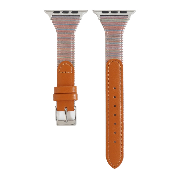 Rynx | For Apple Watch Ultra 49 mm & Watch Ultra 2 49 mm / Series 9 & 8 & 7 45 mm / SE 3 & SE 2 & 6 & SE & 5 & 4 44 mm / 3 & 2 & 1 42 mm Sewing Strip Genuine Leather Wristwatch Band (Brown)