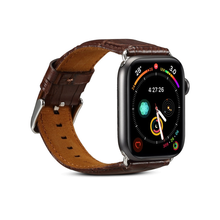 Rynx | For Apple Watch Series 9&8&7 41mm / SE 3&SE 2&6&SE&5&4 40mm / 3&2&1 38mm Cowhide Crocodile Leather Texture Strap Watch Band (Coffee)