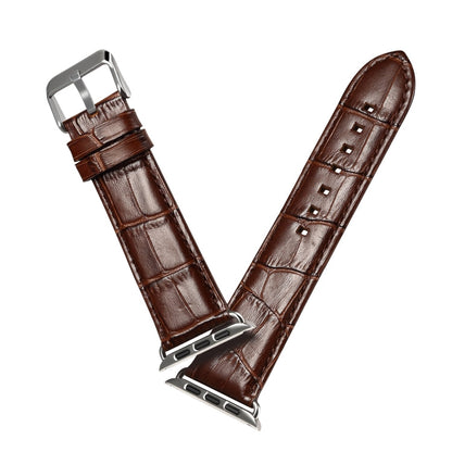 Rynx | For Apple Watch Series 9&8&7 41mm / SE 3&SE 2&6&SE&5&4 40mm / 3&2&1 38mm Cowhide Crocodile Leather Texture Strap Watch Band (Coffee)