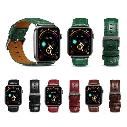 Rynx | For Apple Watch Series 9&8&7 41mm / SE 3&SE 2&6&SE&5&4 40mm / 3&2&1 38mm Cowhide Crocodile Leather Texture Strap Watch Band (Coffee)