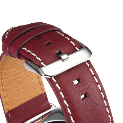 Rynx | For Apple Watch Series 9&8&7 41mm / SE 3&SE 2&6&SE&5&4 40mm / 3&2&1 38mm Environmental Protection Genuine Leather Watch Band Watch Band (Red-Brown)