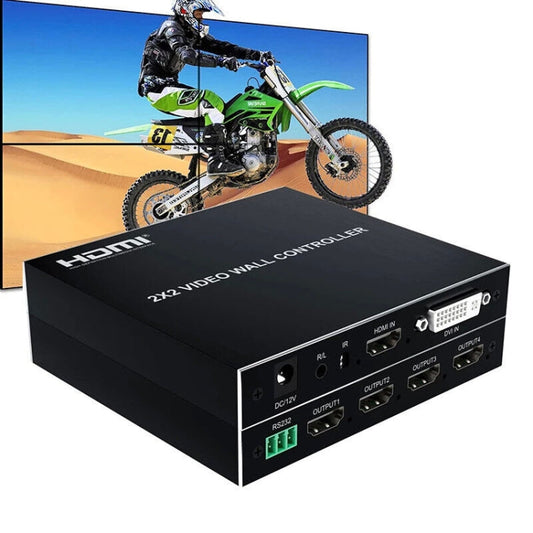 Rynx | 1080P 2 x 2 HDMI + DVI to 4 HDMI Ports Video Wall Controller (Black)