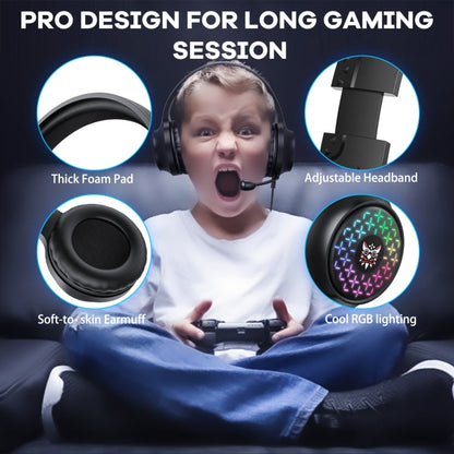 Rynx | ONIKUMA X7 Pro USB + 3.5mm RGB Lighting Gaming Wired Headset (Black)