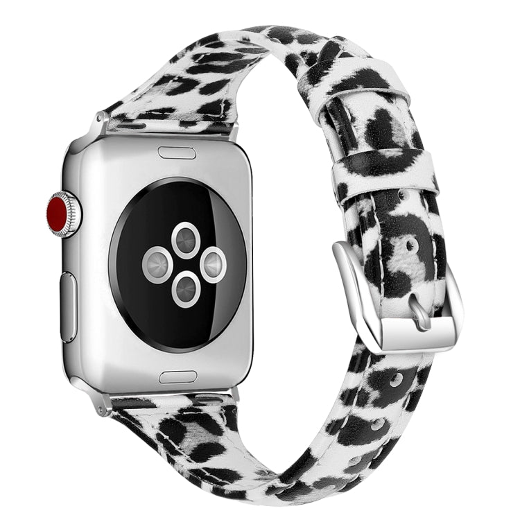 Rynx | Genuine Leather Watch Band for Apple Watch Series 9&8&7 41mm / SE 3&SE 2&6&SE&5&4 40mm / 3&2&1 38mm (Gray Leopard Pattern)