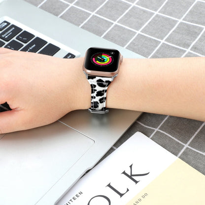 Rynx | Genuine Leather Watch Band for Apple Watch Series 9&8&7 41mm / SE 3&SE 2&6&SE&5&4 40mm / 3&2&1 38mm (Gray Leopard Pattern)