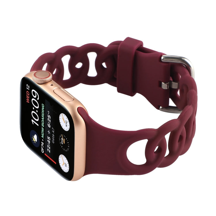 Rynx | Hollow Silicone Watch Band for Apple Watch Series 9&8&7 41mm / SE 3&SE 2&6&SE&5&4 40mm / 3&2&1 38mm (Wine Red)