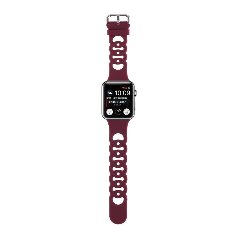 Rynx | Hollow Silicone Watch Band for Apple Watch Series 9&8&7 41mm / SE 3&SE 2&6&SE&5&4 40mm / 3&2&1 38mm (Wine Red)